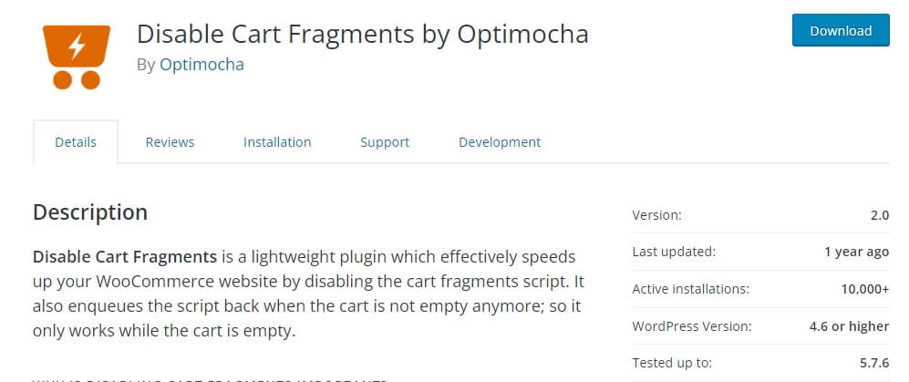 Disable-Cart-Fragments-WordPress-Plugin
