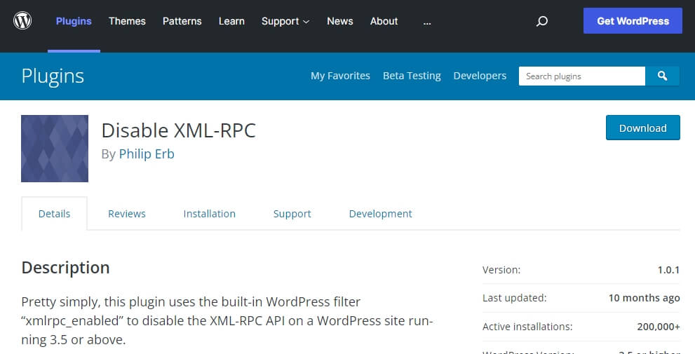 Disable-xmlrpc-WordPress-Plugin