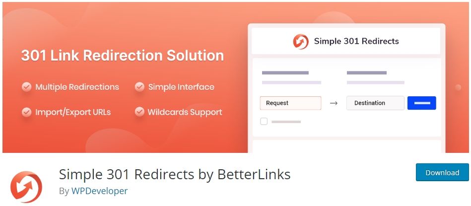 Simple 301 Redirects by BetterLinks WordPress Plugin