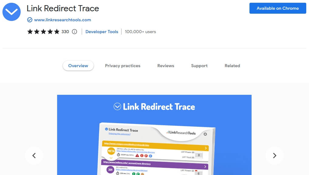 Link Redirect Trace Extension on Chrome
